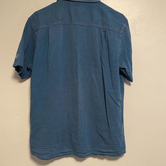 Kuhl Shirt Sz Medium Blue Organic Cotton Short Sleeve Button Up Pocket Outdoors - Picture 4 of 4
